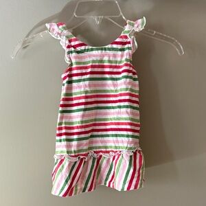 Crazy 8 Pink, Green & White Striped Ruffle-Hem Dress